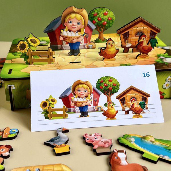 Игра развивающая с карточками Панорама ферма (ПСФ130)