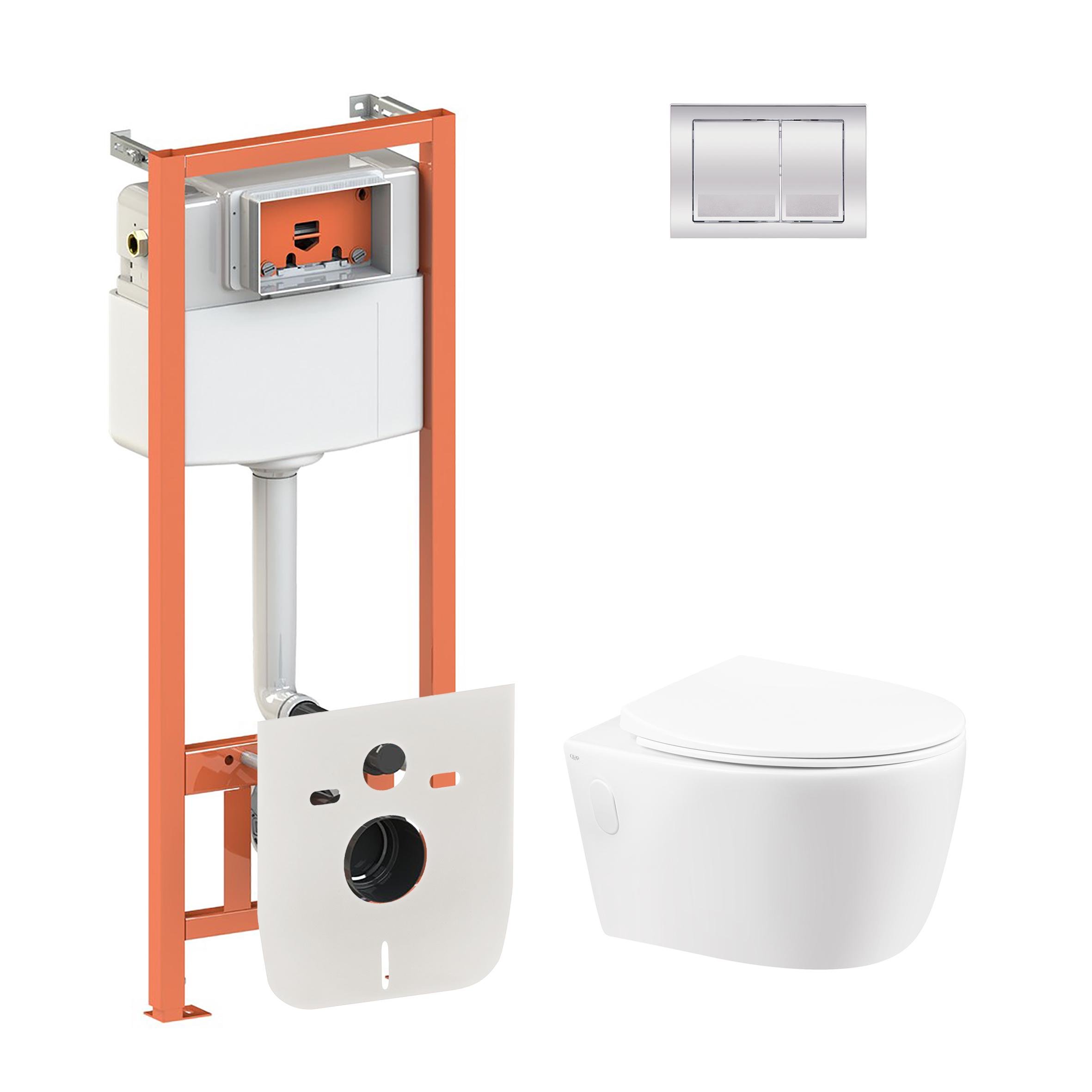 Комплект інсталяції Q-tap Nest QT11331002ERW0133M425M06028CRM з унітазом кнопка Хром (124645)