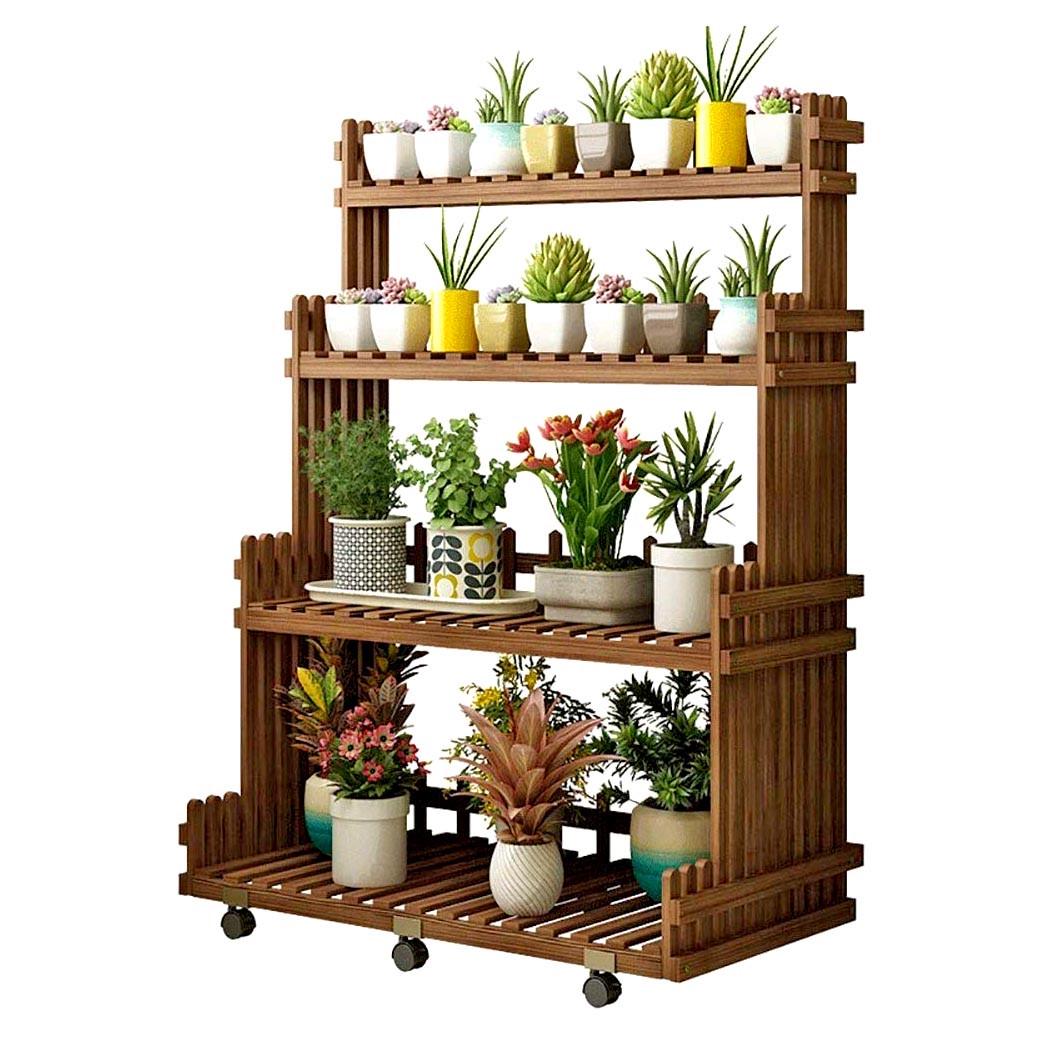 Подставка для цветов из дерева Албуфейра 100 см на колесиках Капучино (ЦВД-119609)