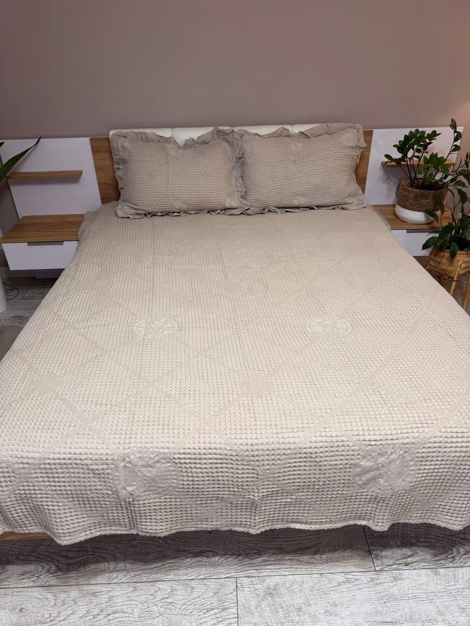 Комплект вафельний євро покривало-простирадло 200х230 см/наволочки 50х70 см 2 шт. Капучино (П4К-al-n-vaf-003) - фото 6