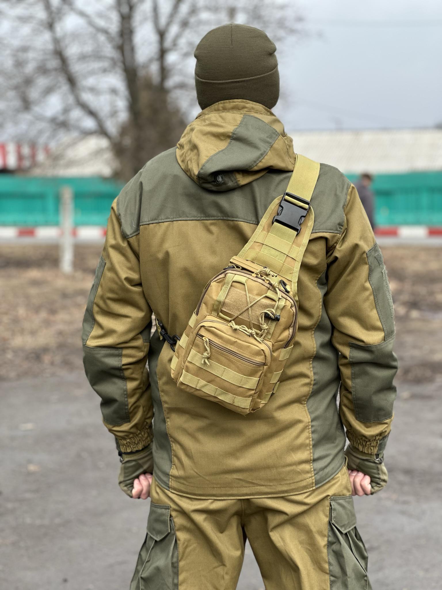 Сумка-слинг однолямочная Tactic с системой molle 7 л Coyote (095-coyote) - фото 2