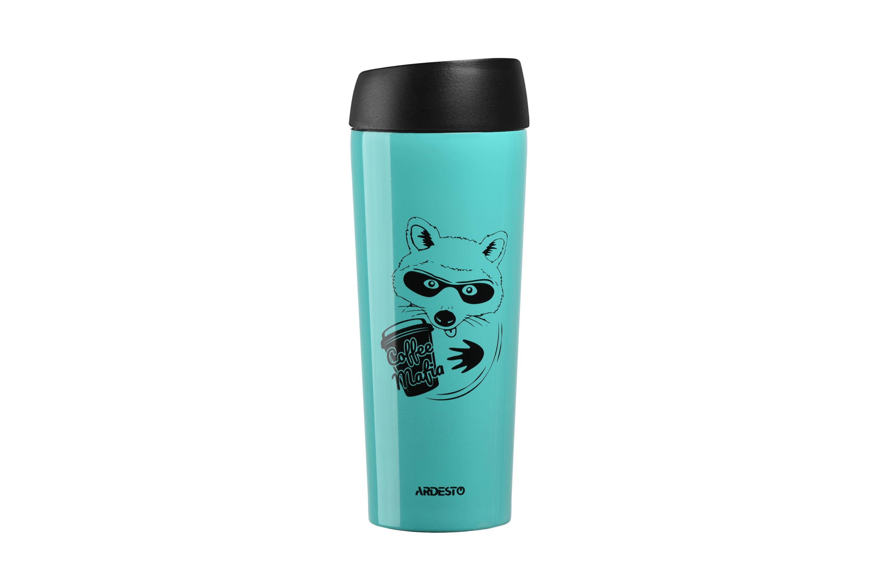 Термочашка Ardesto Coffee Time Raccon 450 мл Синий (25582) Термочашка Ardesto Coffee Time Raccon 450 мл Синий (25582)