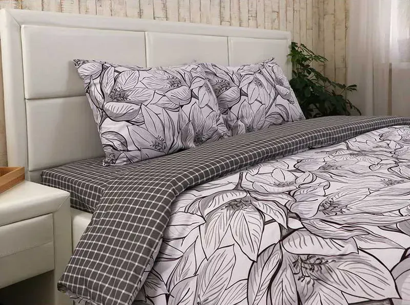 Комплект постельного белья Цветки и клеточка бязь полуторный 150х220 см (G-1903-1/WP/1.5) - фото 5