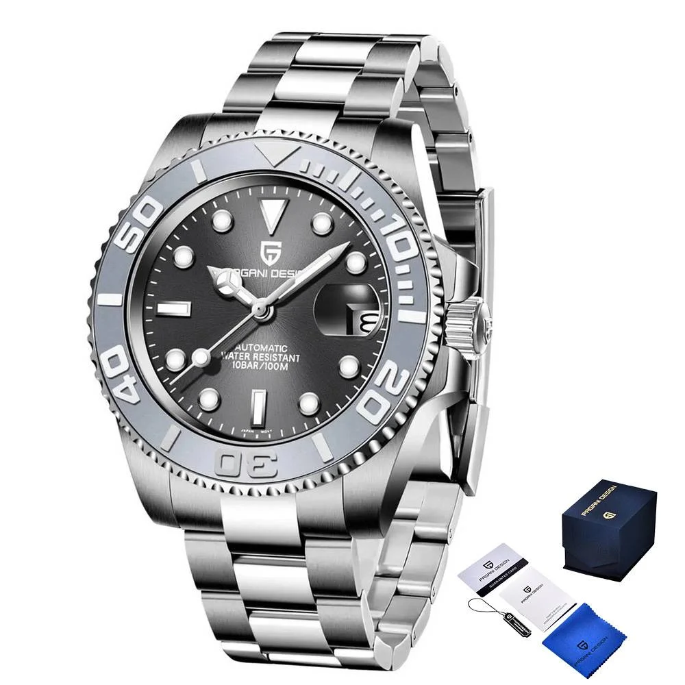 Годинник механічний Pagani Design PD-1651 водонепроникний з автопідзаводом Silver/Black (22818248) - фото 7