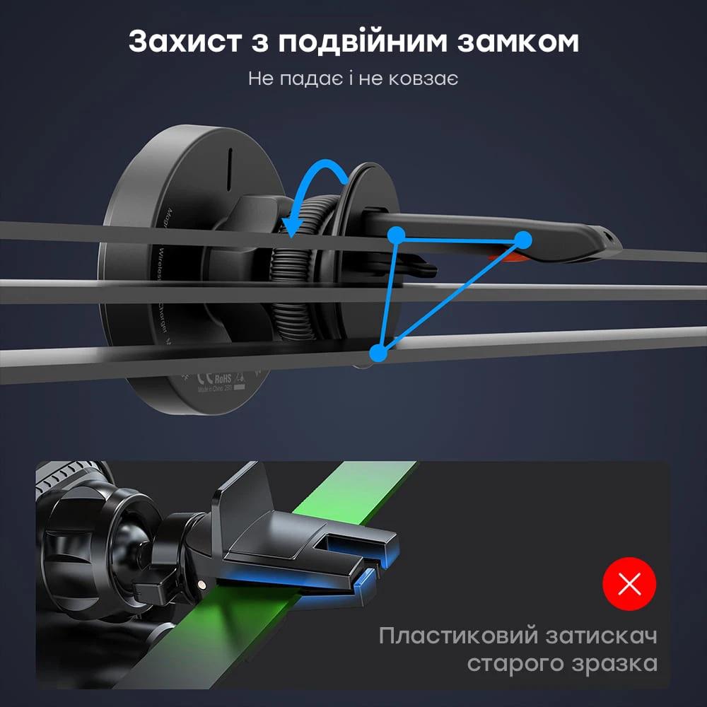 Зарядний пристрій Choetech T205-F бездротовий магнітний Qi 15Вт 65 мм Чорний (634278) - фото 3