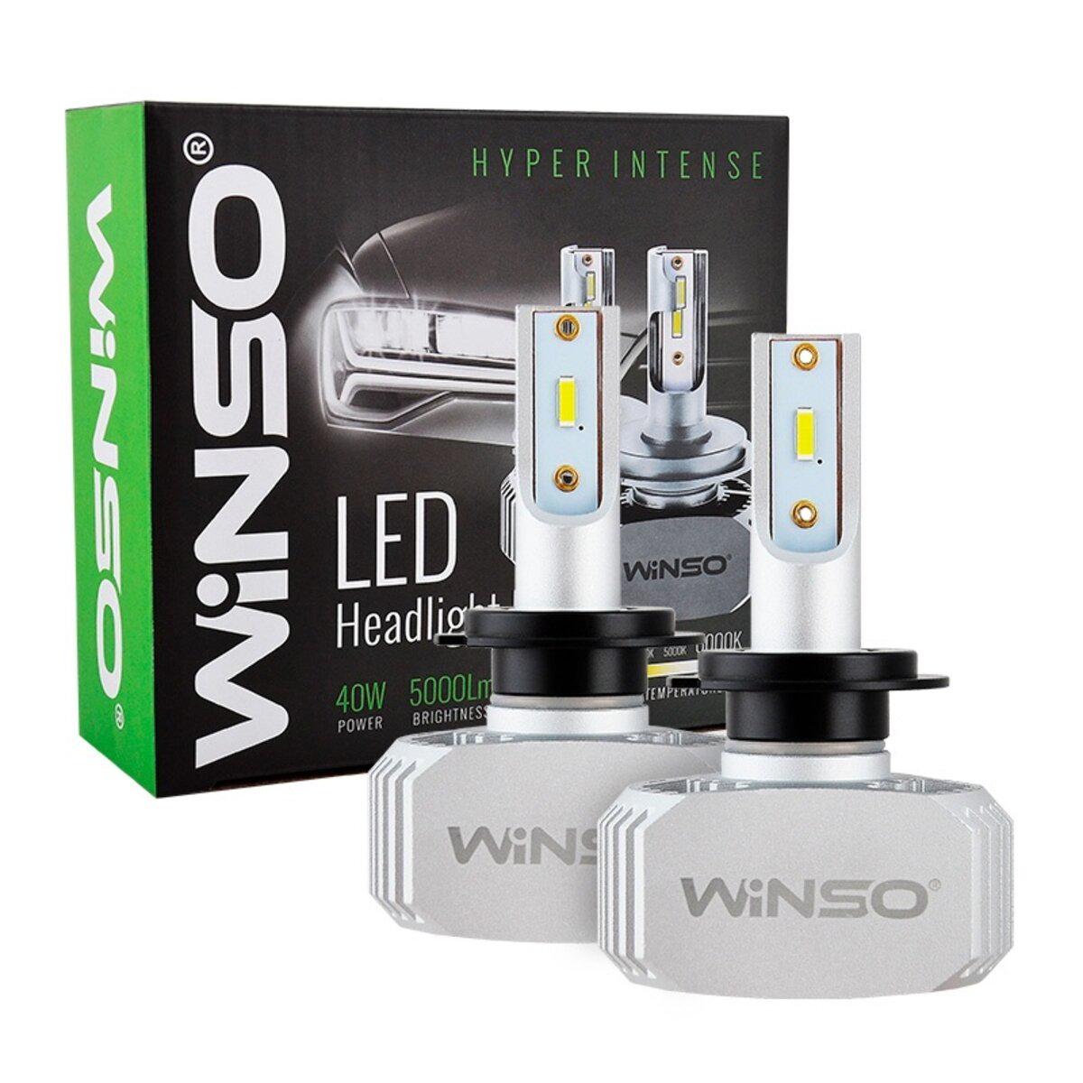 Лампы автомобильные головного света WINSO LED H7 12/24V 40 Вт 5000Lm 6000K PX26d Chip 2 шт. (792700) - фото 1