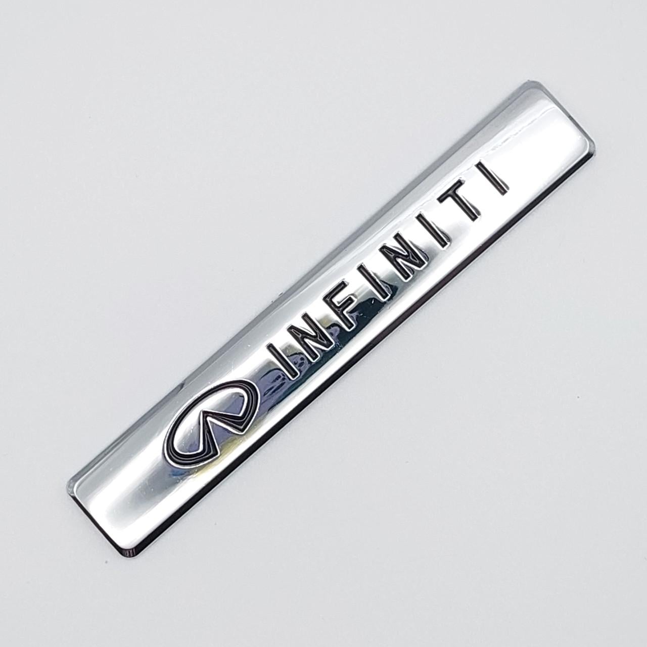 Эмблема плашка Infiniti металл 9,2х1,2 см, Хром глянцевый (1726194567)