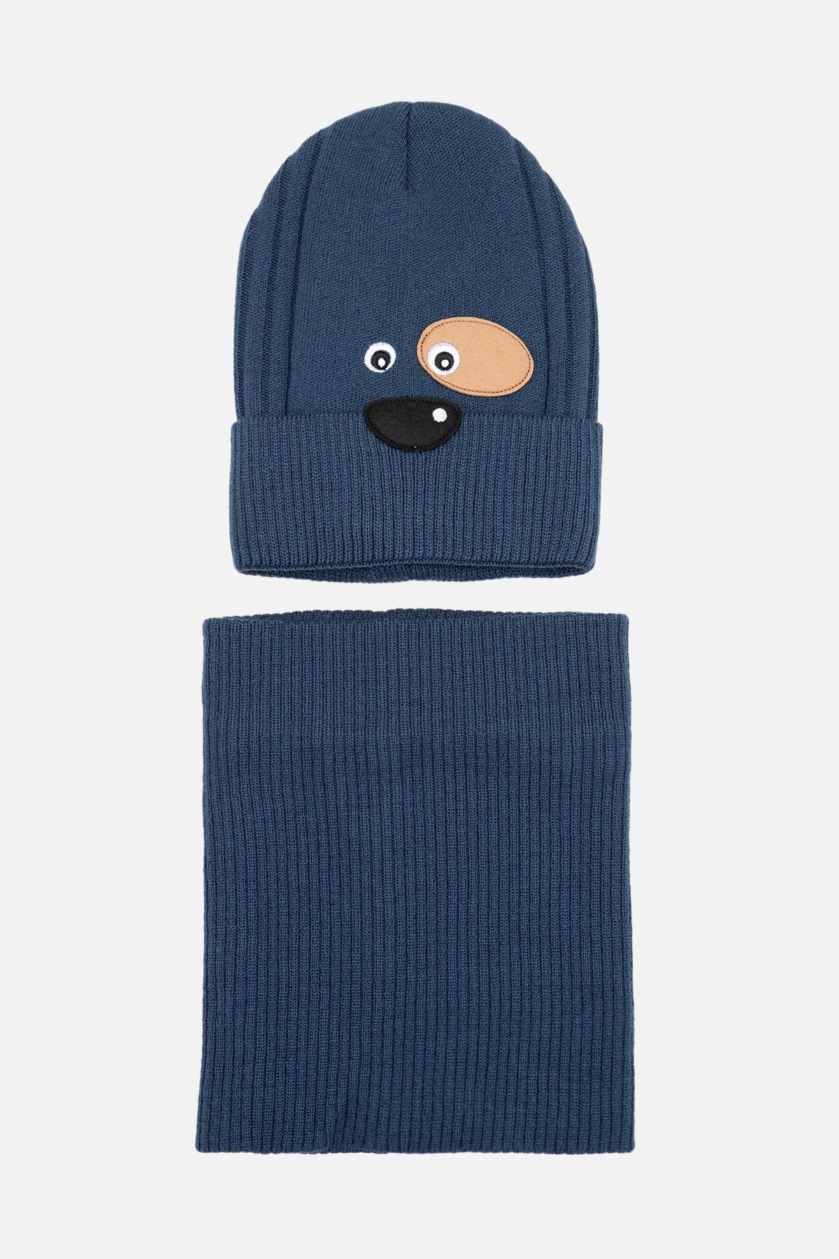 Комплект шапка та шарф для хлопчика 50-52 см Синій (24100011)