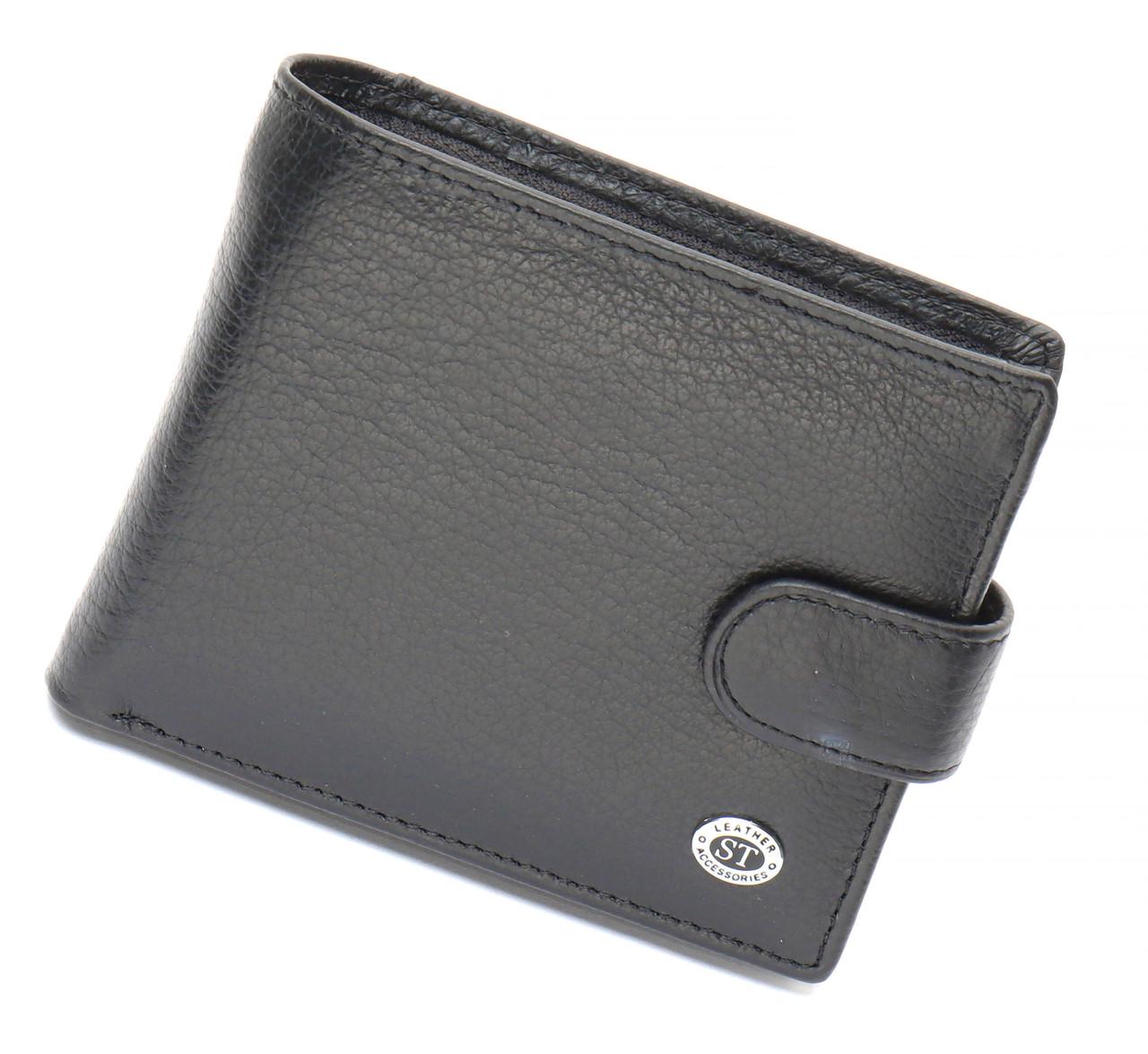 Портмоне мужское портмоне ST Leather из натуральной кожи с фиксацией Черный (ST103) - фото 3 Портмоне мужское портмоне ST Leather из натуральной кожи с фиксацией Черный (ST103) - фото 3