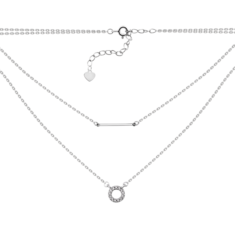 Колье серебряное Два элемента с белыми фианитами