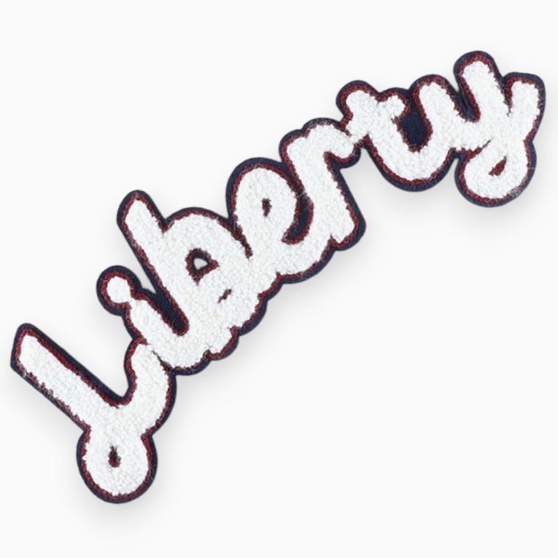 Аплікація нашивка Liberty плюшева 11,6х27,6 см 1 шт. Біло-синій (АН1127б13)