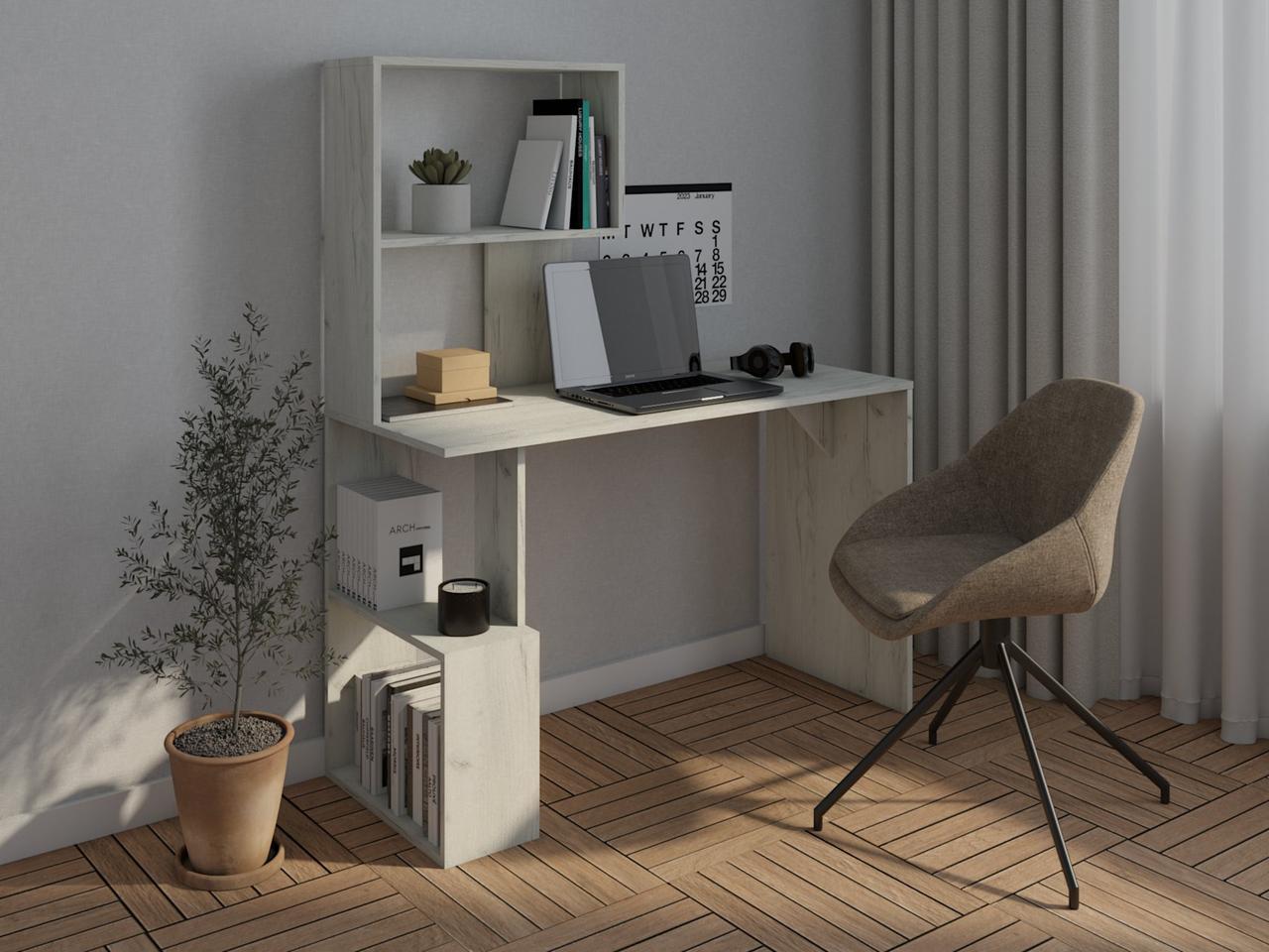 Компьютерный стол MebelProff КС-22 с надстройкой Крафт/Белый (26437443) Компьютерный стол MebelProff КС-22 с надстройкой Крафт/Белый (26437443)