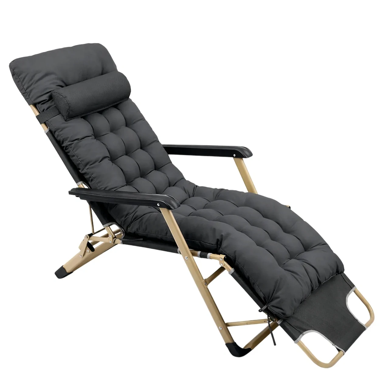 Шезлонг 4Points Cloud с подушкой-подголовником и матрасом Темно-ерый