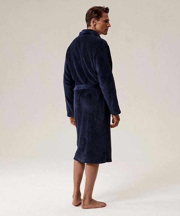 Халат чоловічий Atlantic SZM-002 на запах з поясом XL/XXL Синій (2785676458) - фото 2
