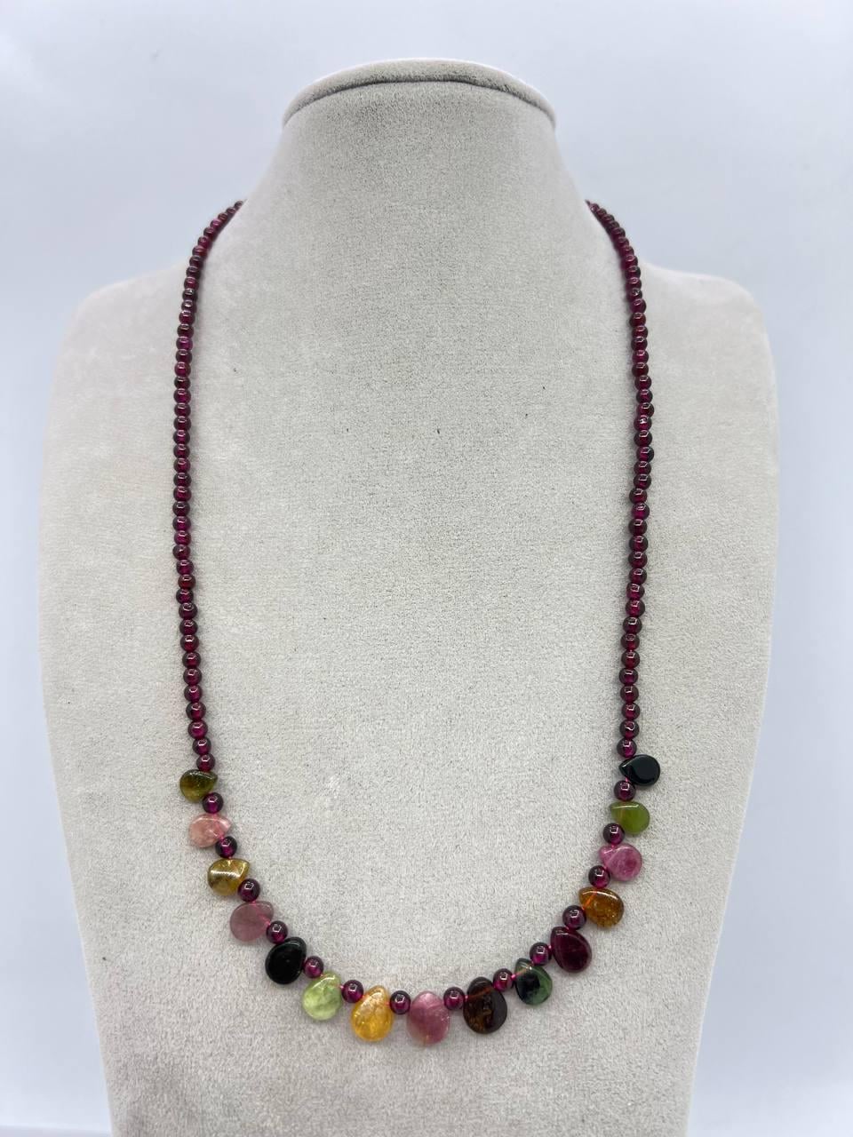 Бусы турмалин и гранат 46 см Разноцветный (10874)