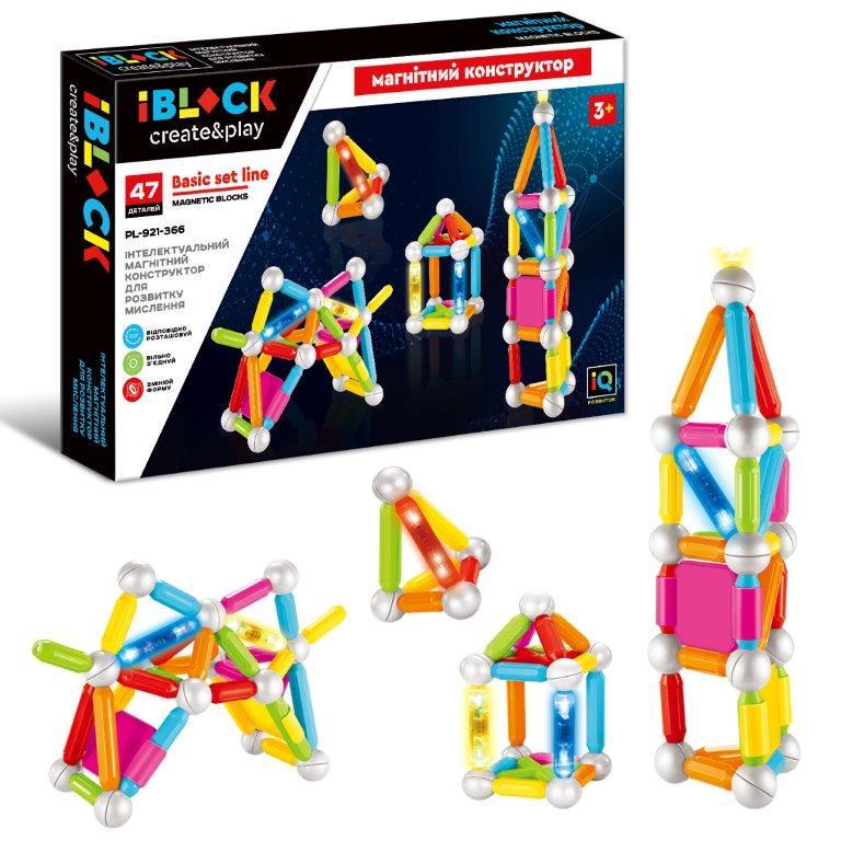 Контруктор магнитный PL-921-366 Iblock 47деталей, в коробке 57*6*35 см (6975887260110)
