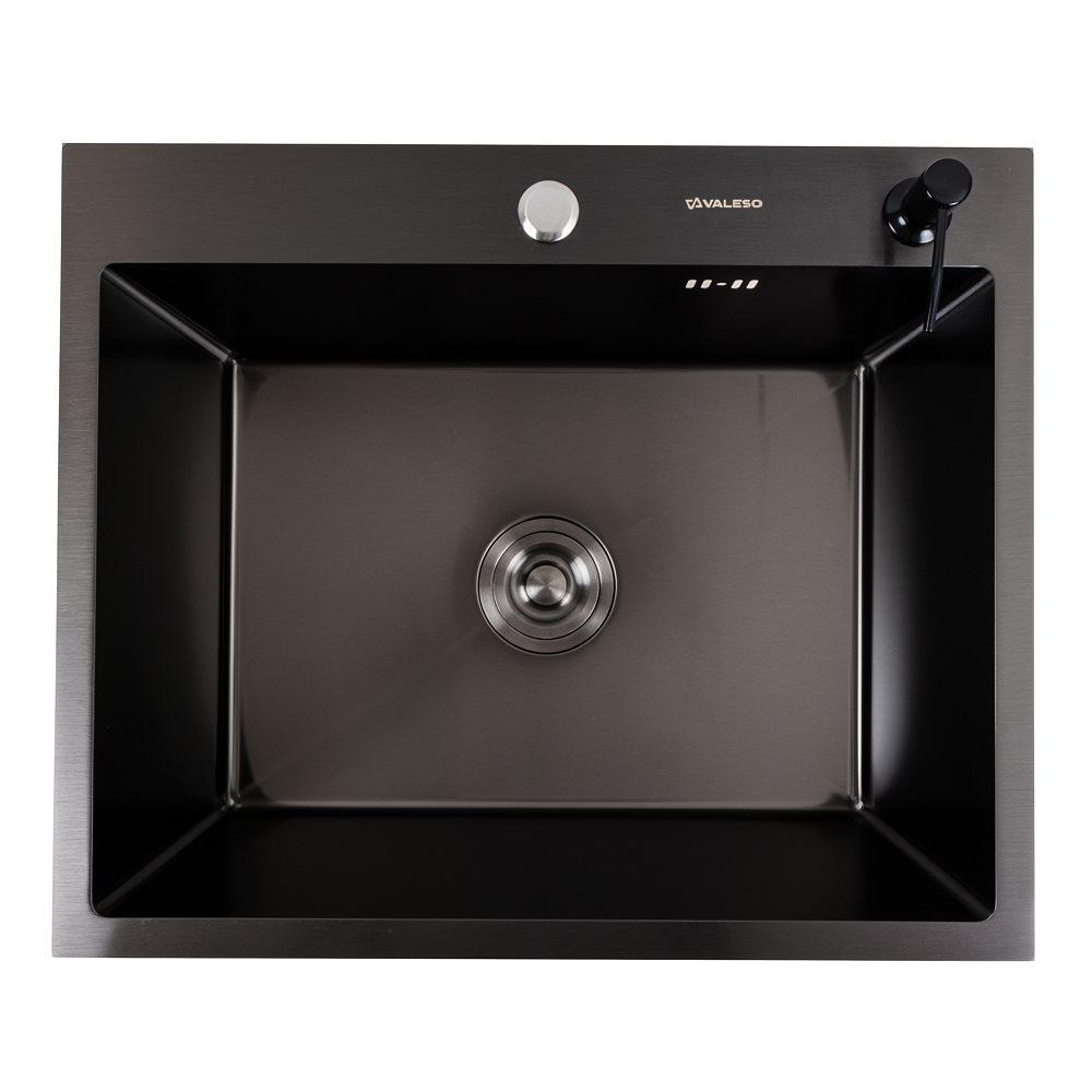 Мойка кухонная Valeso Handmade PVD сифон круглый 3,0/0,8 мм 60x50 см Черный (SP000045065)