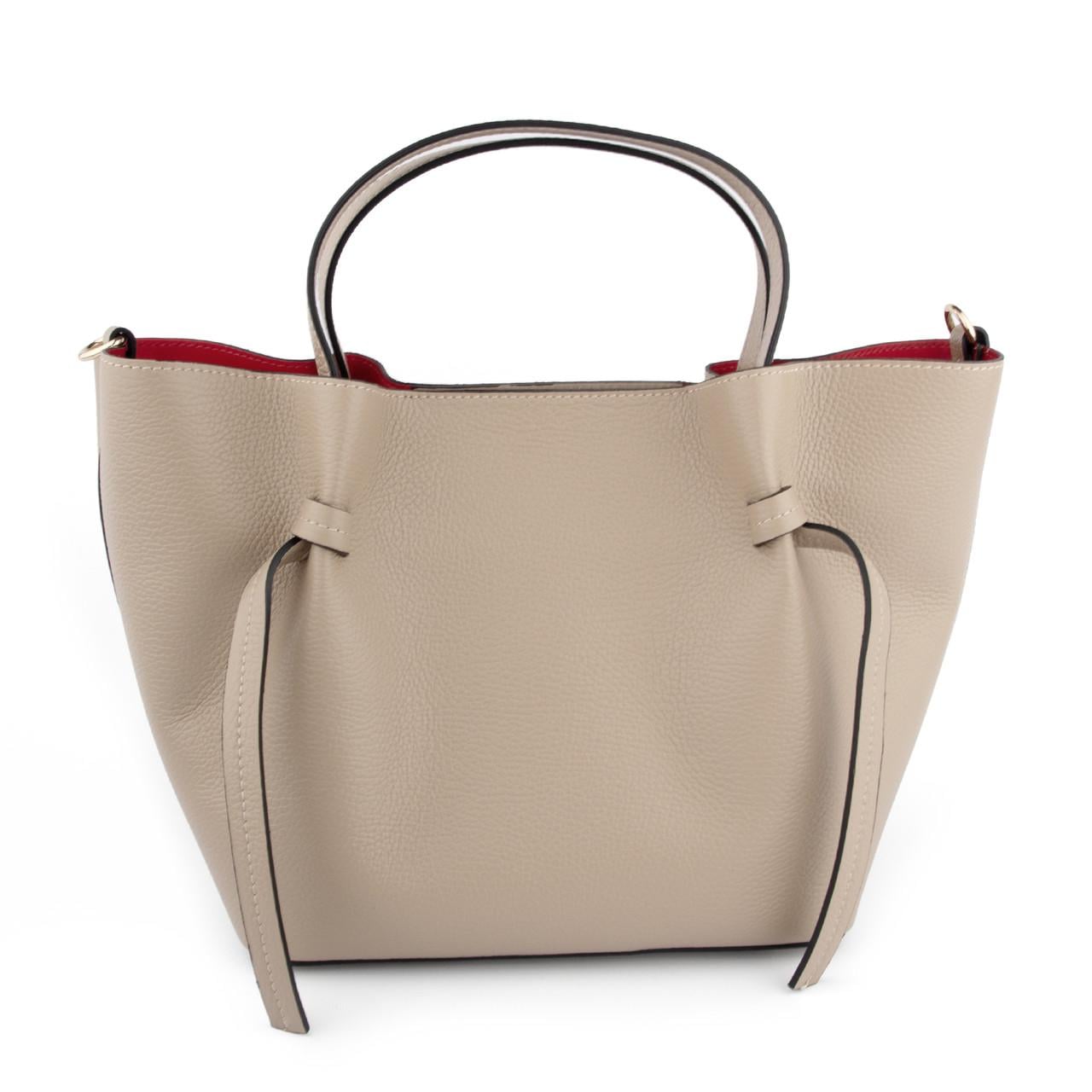 Сумка-шопер женская кожаная Virginia Conti 03746 с косметичкой Светлый тауп (2564053957)