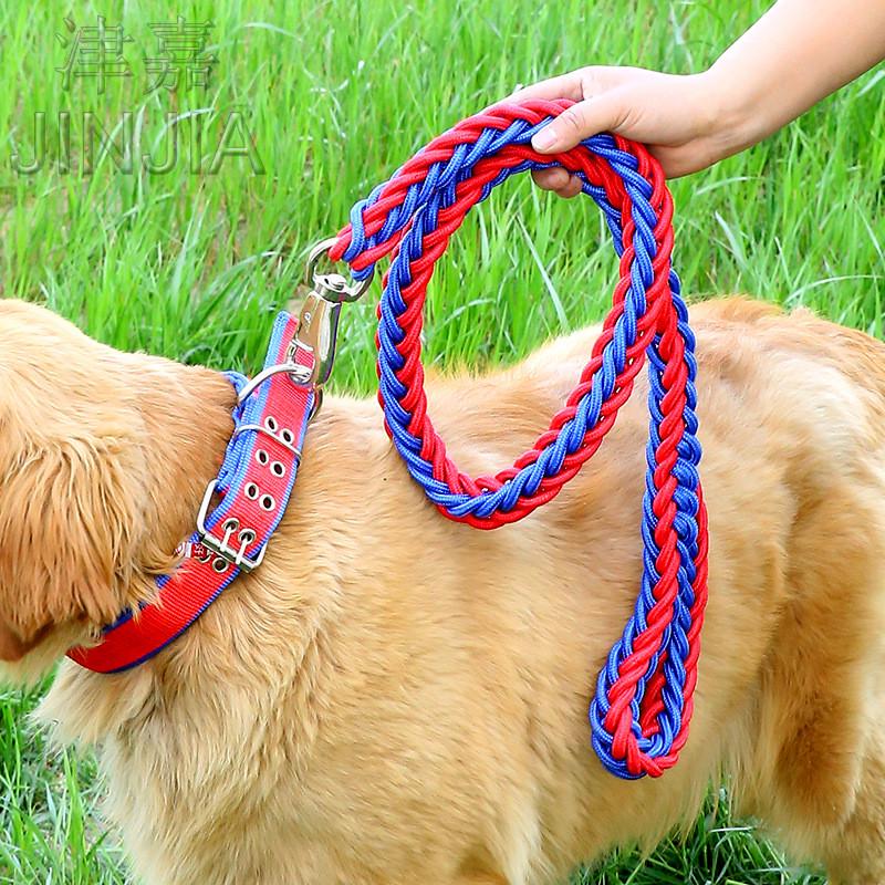 Повідець та нашийник для собак №2 41-53 см 130 см х 1,5 см Червоний/Синій (2296454415) - фото 2