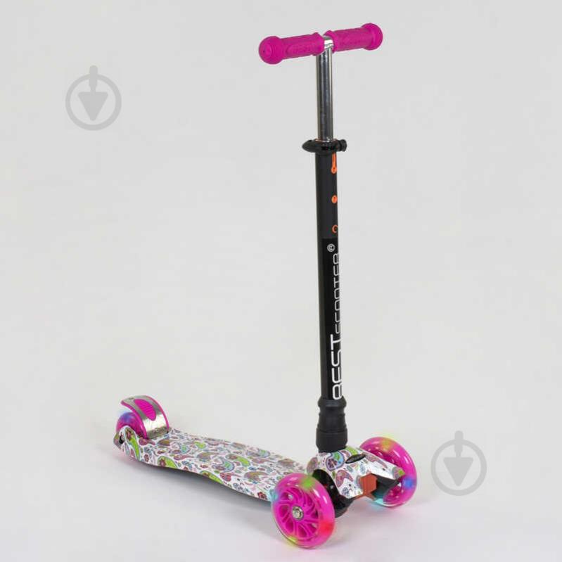 Самокат трехколесный MAXI "Best Scooter" пластмассовый, трубка руля алюминиевая Pink/White/Black (83270)
