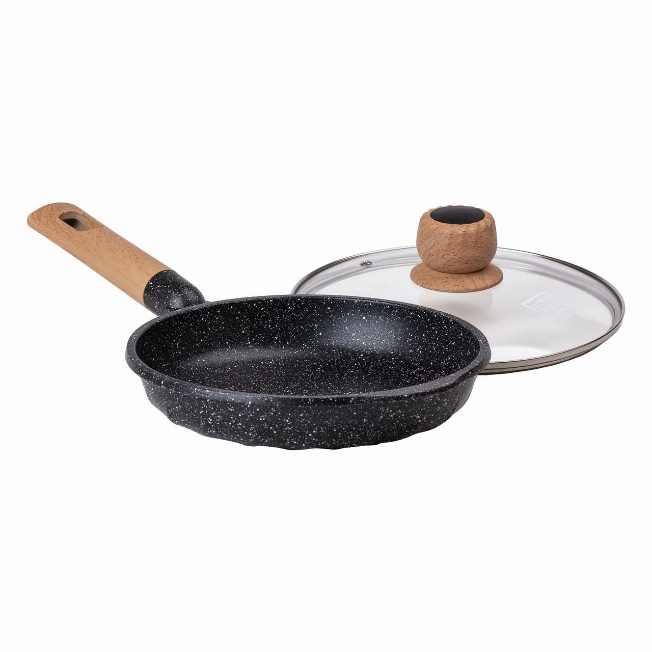Сковорода з антипригарним мармуровим покриттям та кришкою 22 см Чорний (2358506302) - фото 4 Сковорода з антипригарним мармуровим покриттям та кришкою 22 см Чорний (2358506302) - фото 4