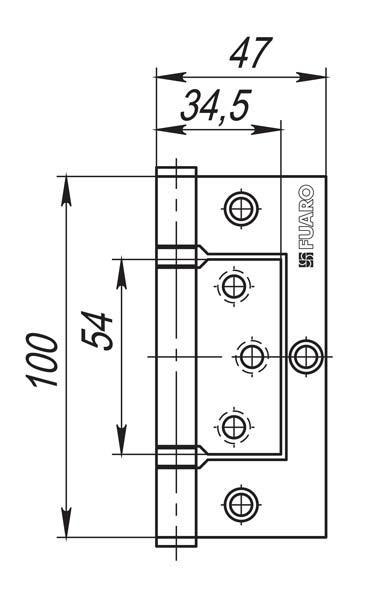 Петля универсальная Fuaro без врезки 300-2BB 100x2,5 матовый Никель - фото 2