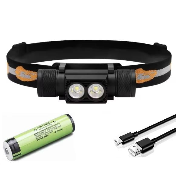 Фонарь налобный Boruit H02B с синим светом с аккумулятором 2200 мАч (718306)