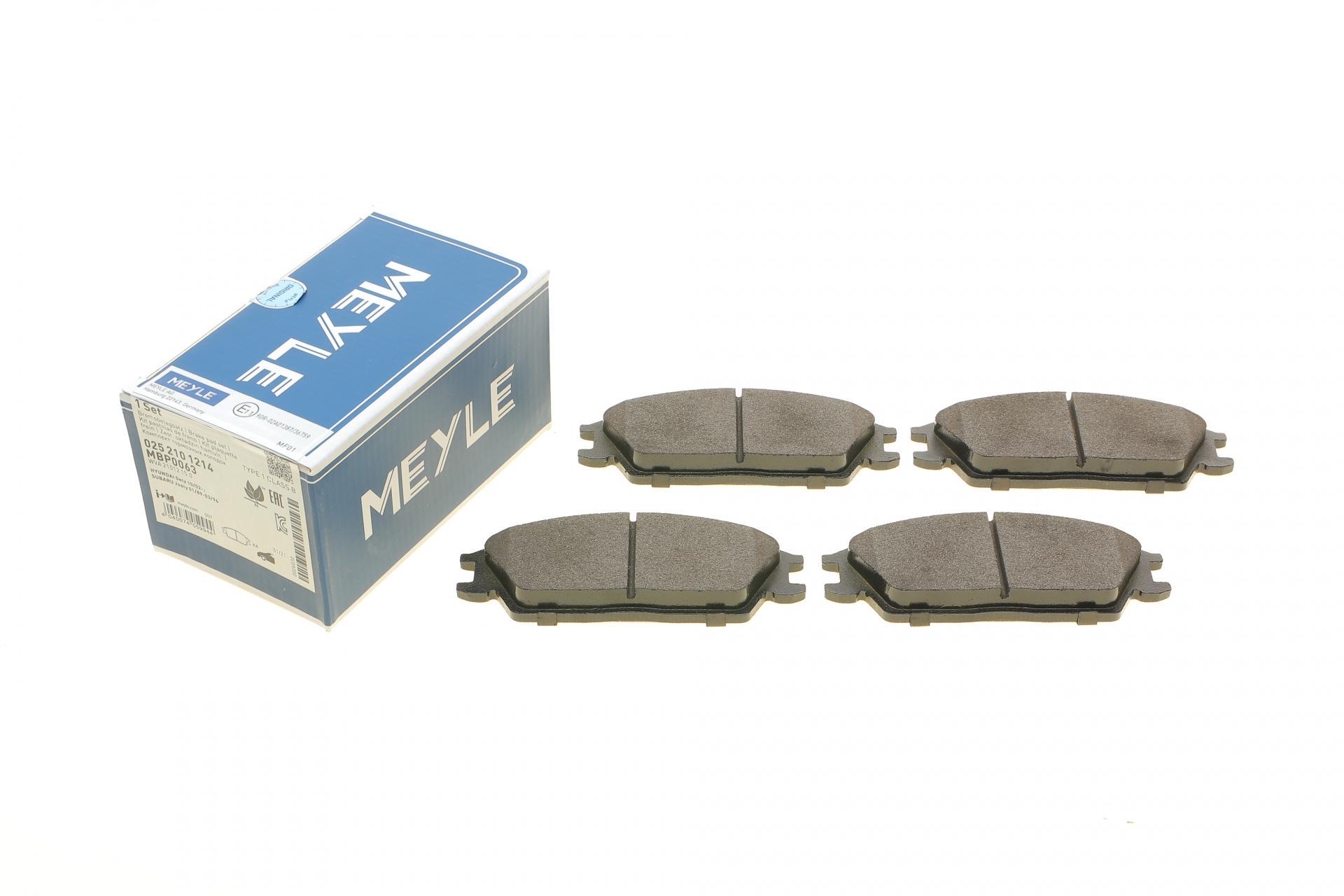 Колодки тормозные передние Meyle Hyundai Accent I/II 89-06/Getz 02-11 Akebono (025 210 1214 MEYLE)