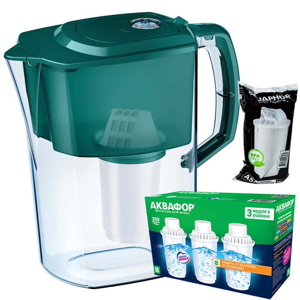 Фільтр-глечик Аквафор Атлант А5 три модулі В8 Темно-зелений (1859289622)