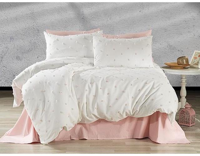 Комплект постельного белья Cotton area Point евро сатин 9985146 Пудровый (DR012686)