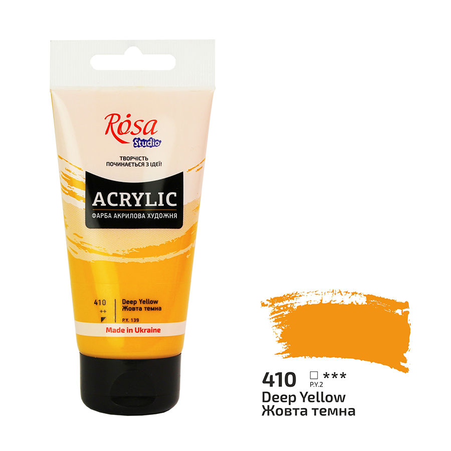 Акриловая краска ROSA Studio 32241410 3 шт. 75 мл Темно-желтый/410 (4823098511083) - фото 1 Акриловая краска ROSA Studio 32241410 3 шт. 75 мл Темно-желтый/410 (4823098511083) - фото 1