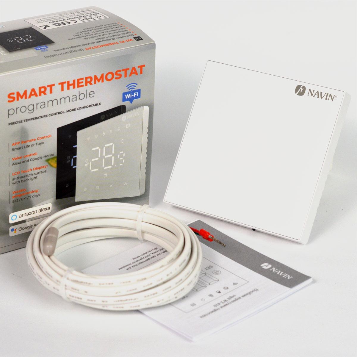 Терморегулятор для теплої підлоги WT410 W-16A з Wi-Fi з зовнішнім датчиком температури Білий (S24-160273-8686) - фото 5