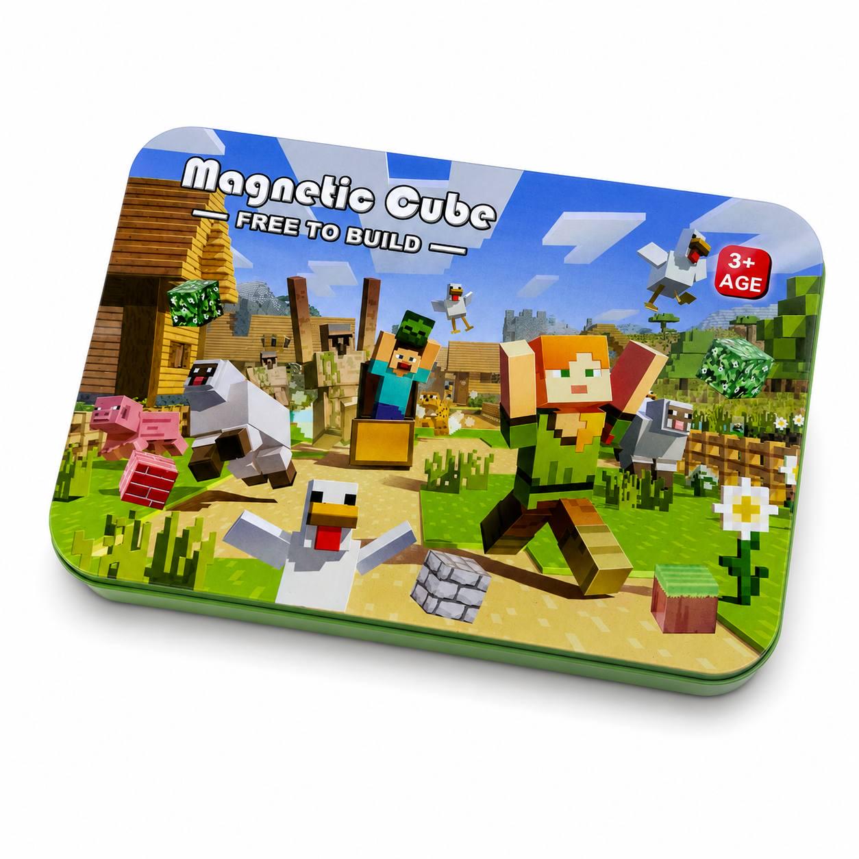 Конструктор магнитный Magnetic Cube Forest World в металлическом кейсе 60 дет. (M1042)