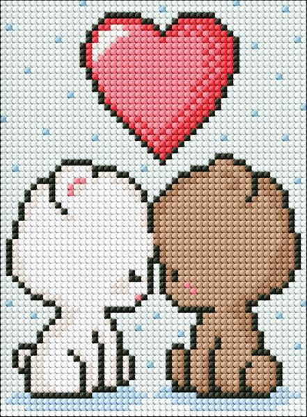 Алмазная мозаика без подрамника Ideyka Влюбленные мишки 15х20 см (Id-AMM1034)