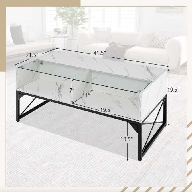Журнальный стол Costway Moderne с подсветкой стол Costway Moderne с подсветкой Мраморный (4732) - фото 5