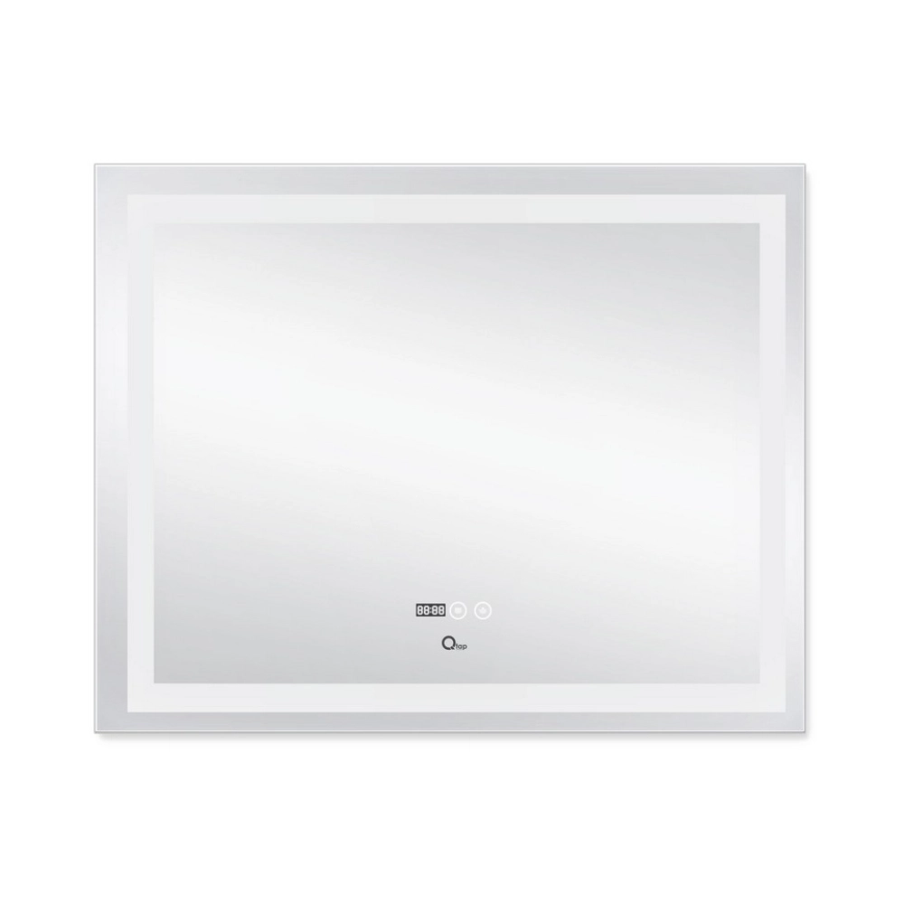 Дзеркало настінне з LED-підсвічуванням Touch Qtap Mideya DC-F614 прямокутне з антизапотіванням/годинником/димером 1000х800 мм (36735)