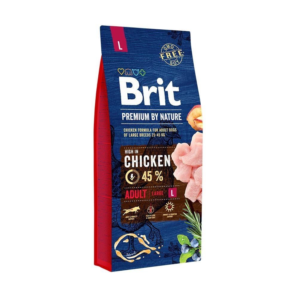Корм сухой Brit Premium Dog Adult L для взрослых собак больших пород весом 25-45 кг с курицей 15 кг (8595602526468)