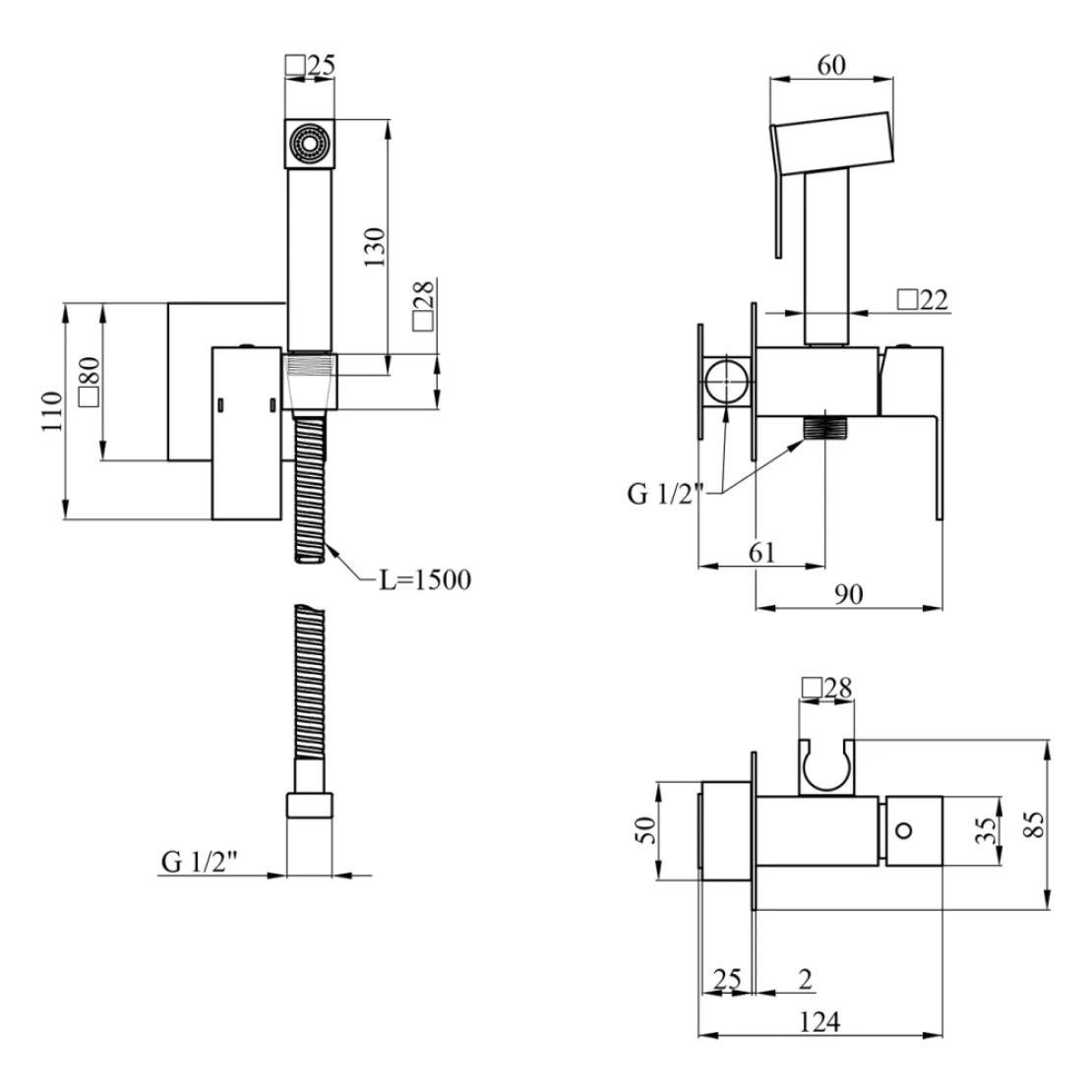 Душевая система Kroner-SCH063/кран для раковины Kroner-SCH010 и смеситель с гигиеническим душем Kroner Kubus-SCH053 - фото 17 Душевая система Kroner-SCH063/кран для раковины Kroner-SCH010 и смеситель с гигиеническим душем Kroner Kubus-SCH053 - фото 17
