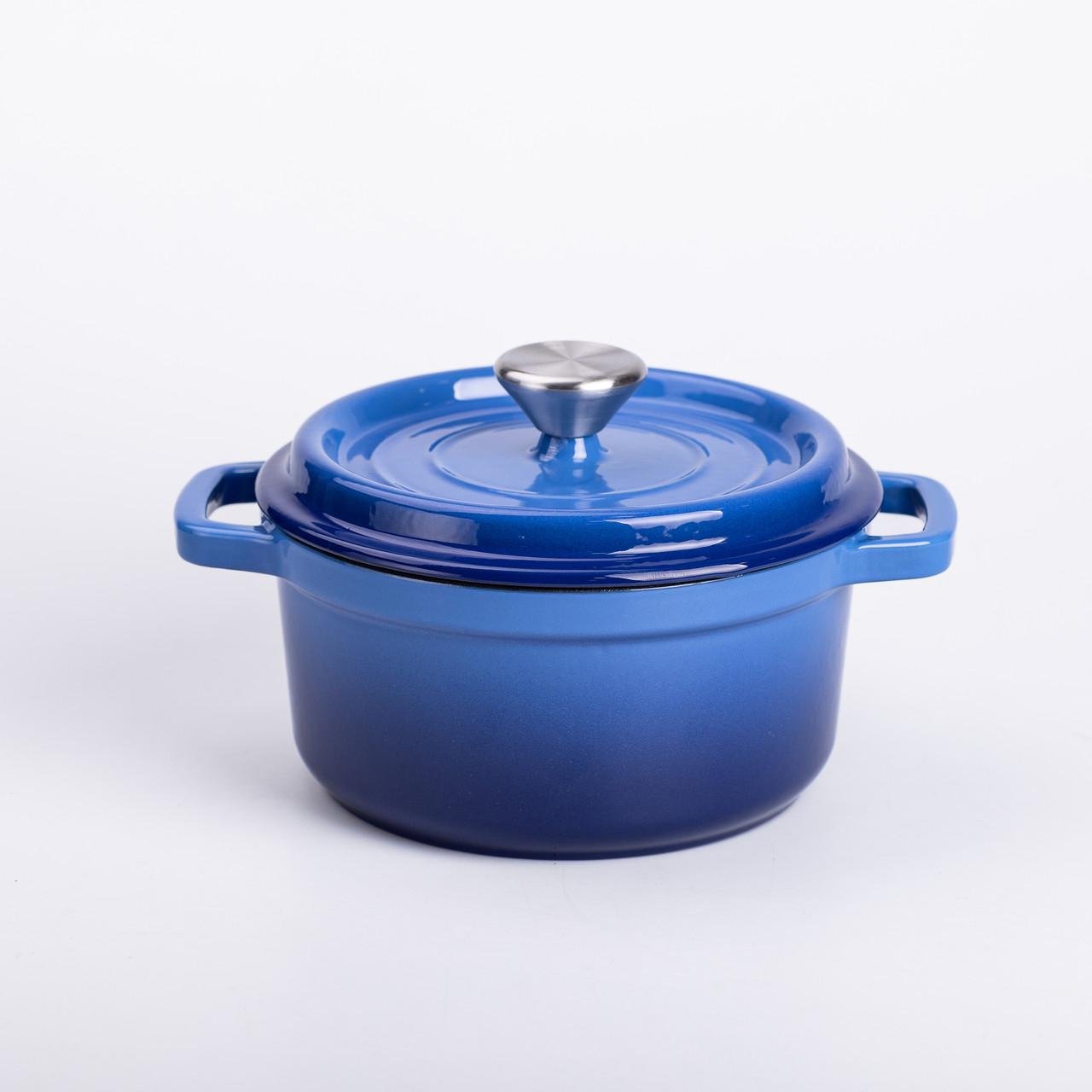 Кастрюля чугунная эмалированная с крышкой 20 см 2 л Синий (6810) - фото 5 Кастрюля чугунная эмалированная с крышкой 20 см 2 л Синий (6810) - фото 5