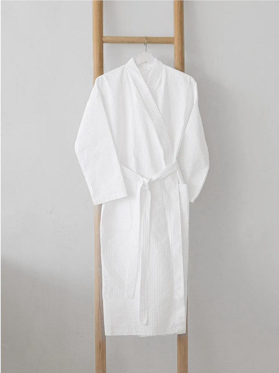 Халат женский летний хлопчатобумажный S Белый (Д-lel-vafel25-001)