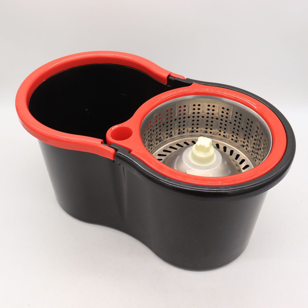 Швабра та відро Spin Mop 360° з автоматичним віджиманням Чорно-червоний - фото 6