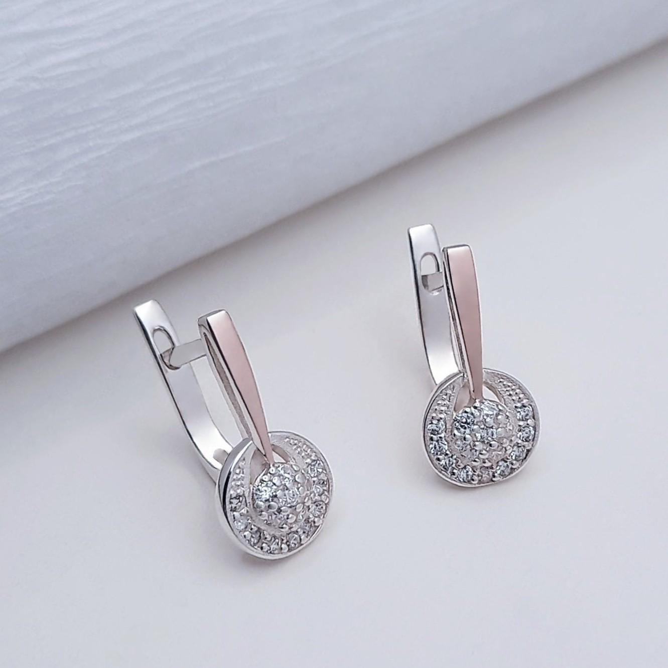 Серебряные серьги Анкара с золотыми вставками