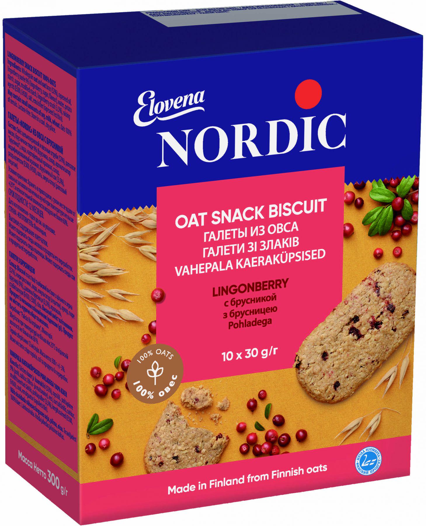 Галеты из овса Nordic с брусникой 30 г 10 шт. (6411200204350)