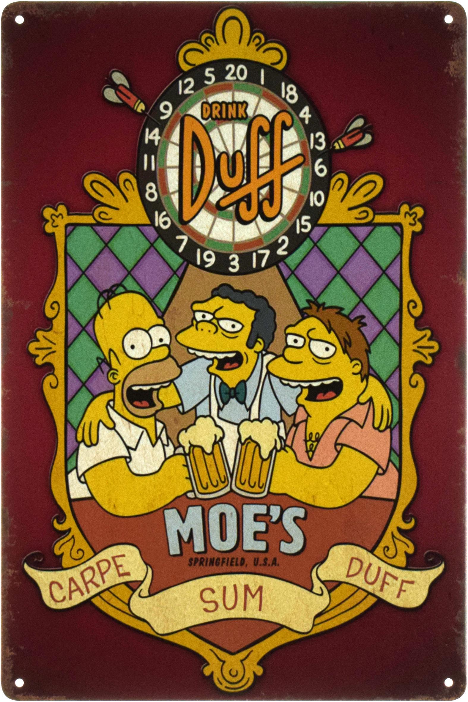 Металлическая табличка Симпсоны/The Simpsons Moe's 20x30 см