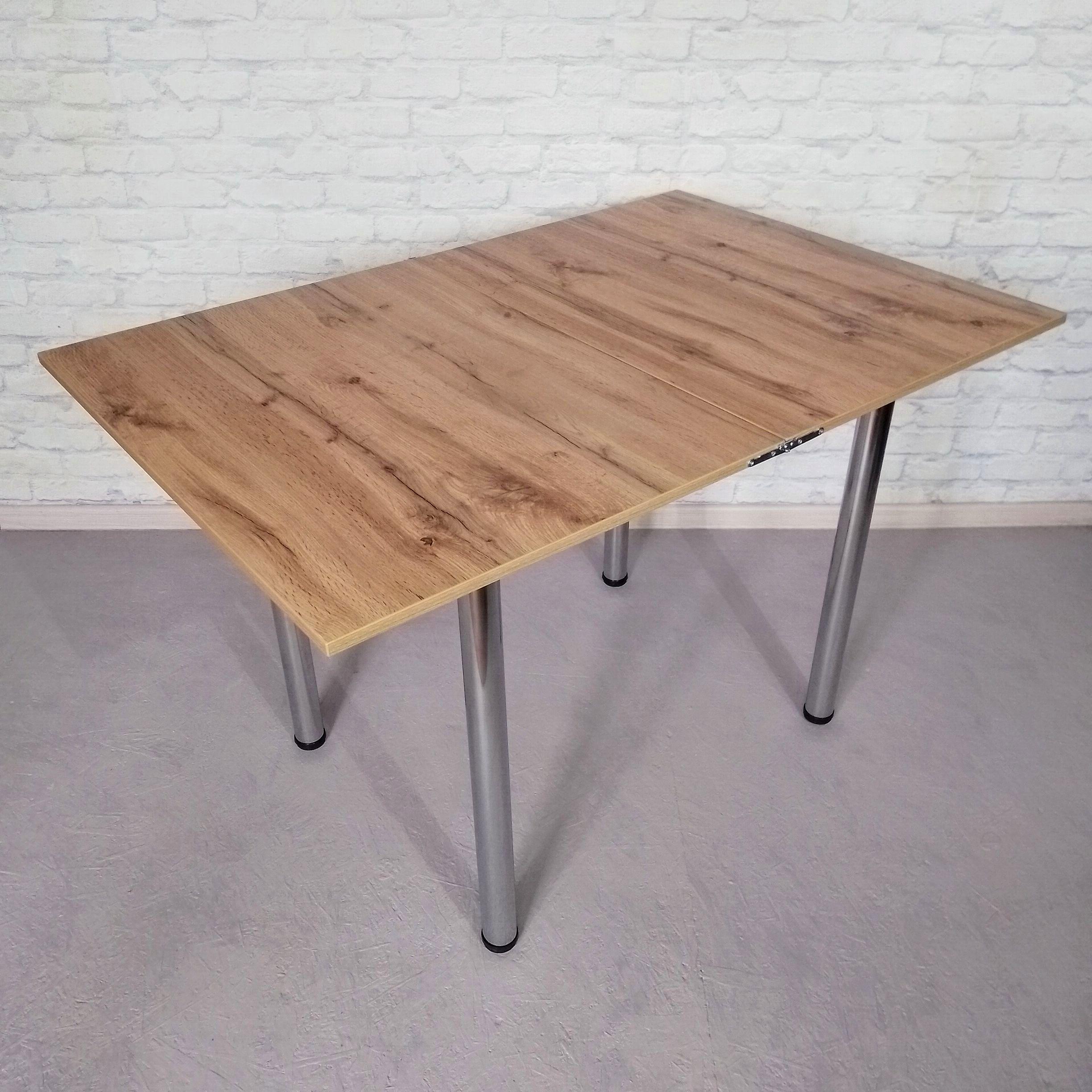 Обеденный стол раскладной Вента ножки металлические 80х60х75 см/120х80х75 см Дуб аппалачи/Хром (0047) - фото 2 Обеденный стол раскладной Вента ножки металлические 80х60х75 см/120х80х75 см Дуб аппалачи/Хром (0047) - фото 2