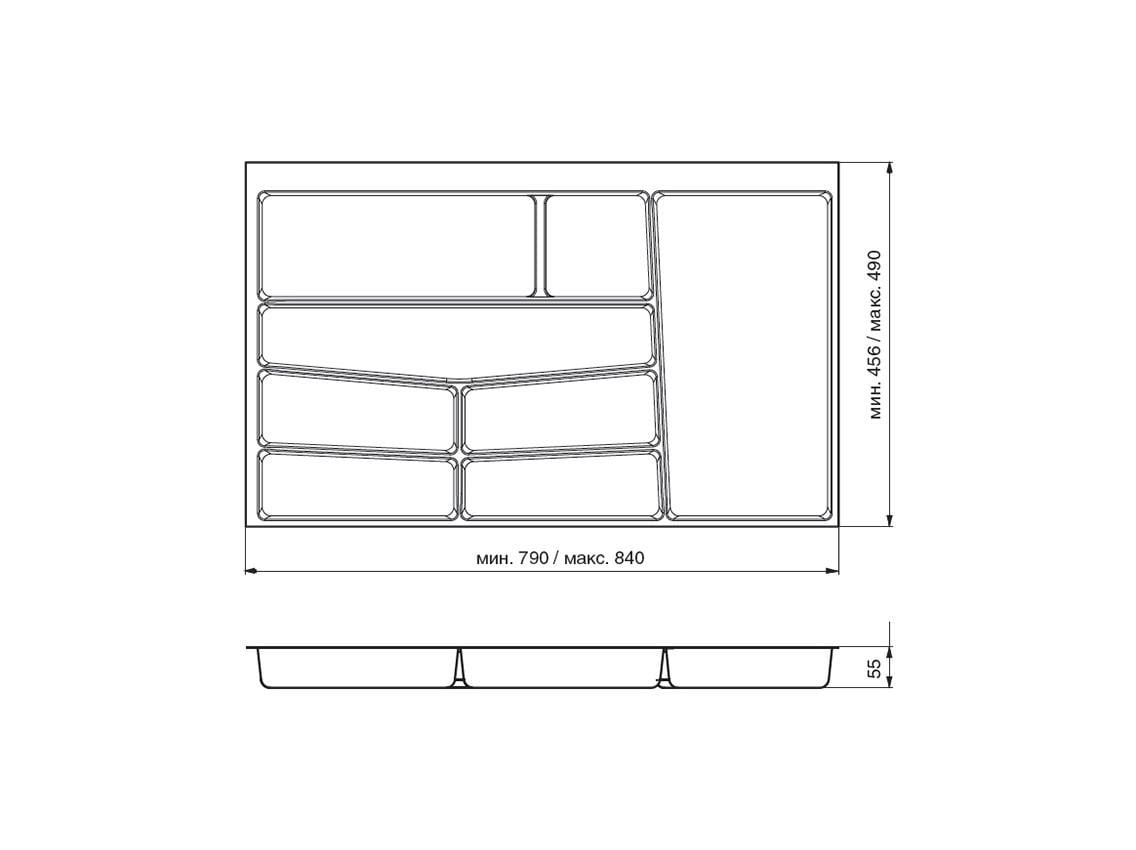 Лоток для столовых приборов Volpato 32/76 840х490 Графитовый (102269) - фото 2