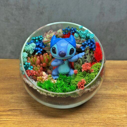 Флорариум с суккулентами Островок Стич 9 см