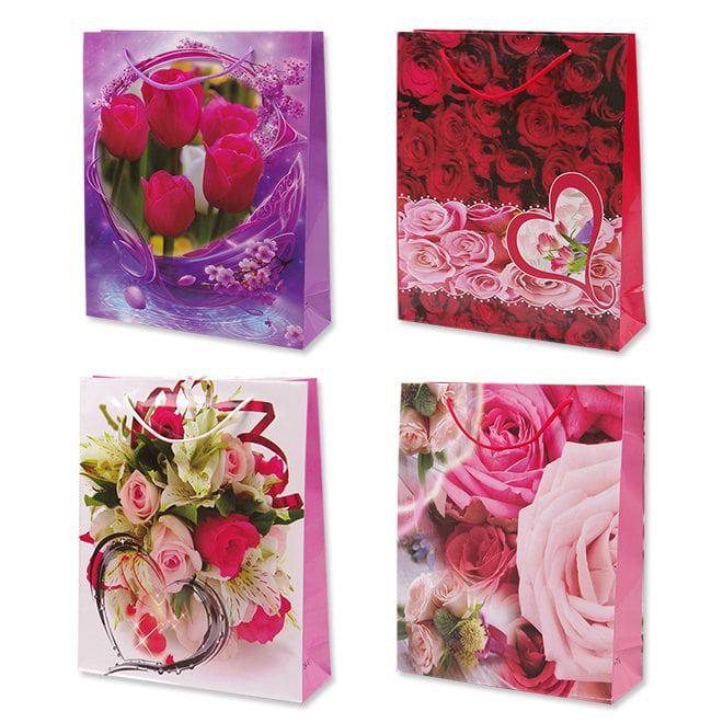 Пакет подарочный Flora микс 28х9х34 см 12 шт. (9404)