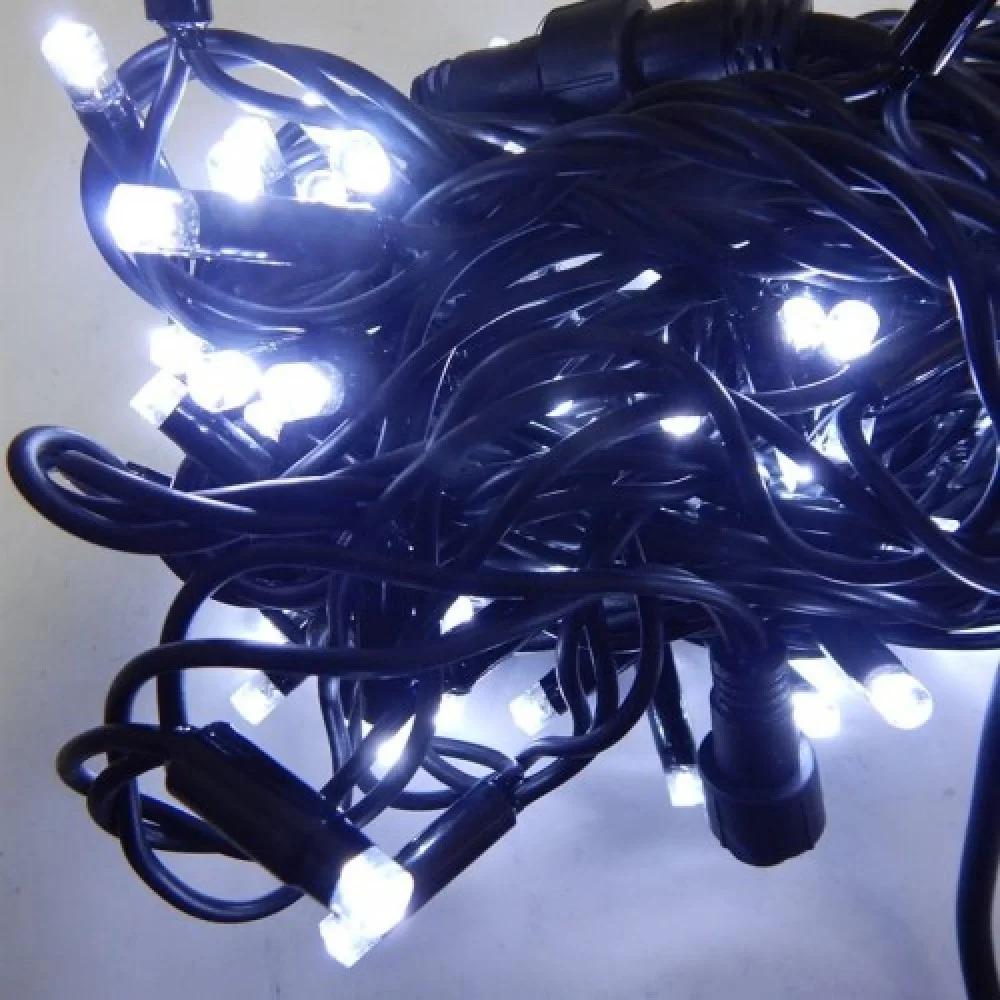 Гірлянда вулична Нитка LED 120 чорний дріт Холодний білий (1-35)