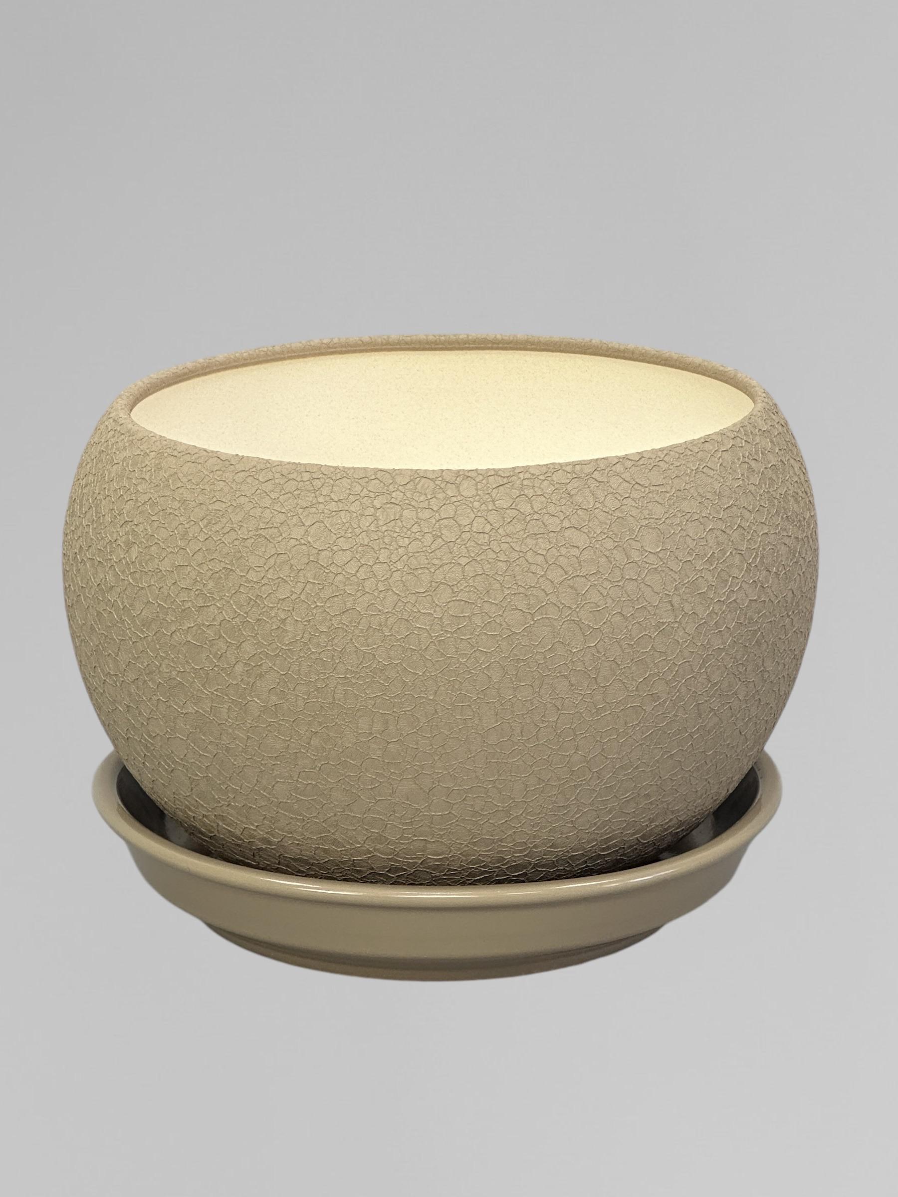 Горщик для квітів керамічний Куля шовк 1,4 л Капучино (Г01004) - фото 2 Горщик для квітів керамічний Куля шовк 1,4 л Капучино (Г01004) - фото 2